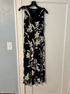 Ralph Lauren Black Maxi Dress with Cream Floral Print